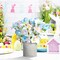 Easter Decorations, 2PCS Artificial Easter Blue Flower Egg Potted Table Decorations, for Home Farmhouse Fireplace Holiday Spring Party Decor.